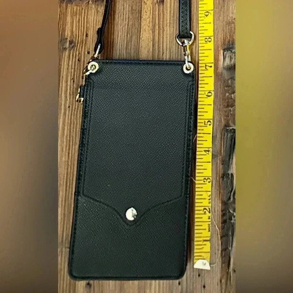 NWT Black Leather Cell iPhone Crossbody Cell Phone Bag Case Credit Card Slots - Picture 6 of 7